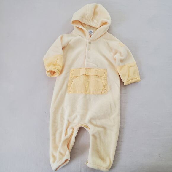 Vintage Other - Vintage Yellow Fleece Hooded Bodysuit 9-12 months